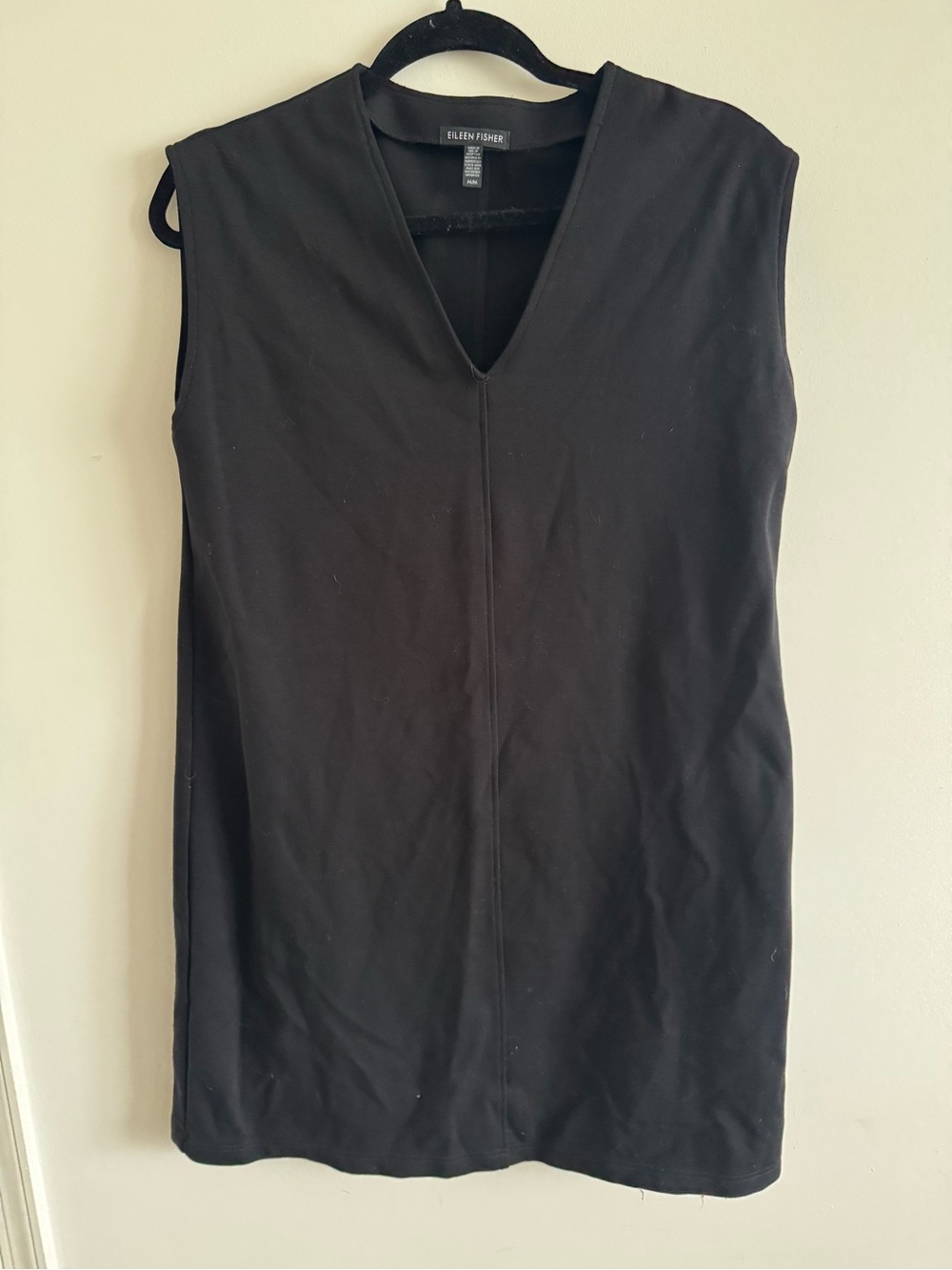 Eileen Fisher Black Sleeveless V-Neck Dress
